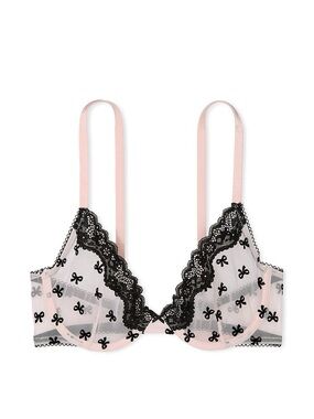 New! Victoria’s Secret Tease Bow Lace Unlined Demi Bra 32C 39355